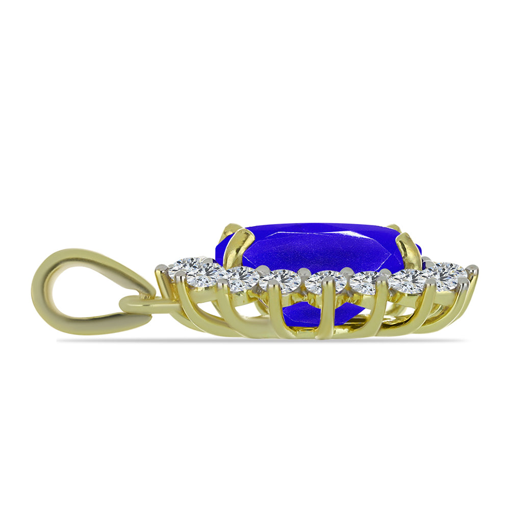 Pozlacený Stříbrný Přívěsek s Modrým Achátem a Bílým Topazem