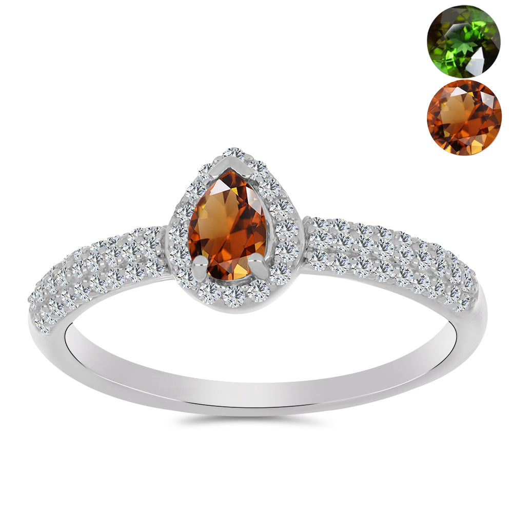 Stříbro 925/1000 Prsten s Certifikovaný Anatolským zultanitem pěstovaný v laboratoři a Bílým Topazem - Karátové číslo: 0.99. přibližná hmotnost: 2.39 gramů