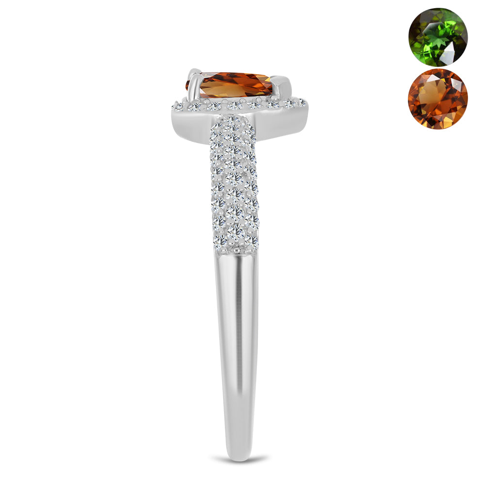 Stříbro 925/1000 Prsten s Certifikovaný Anatolským zultanitem pěstovaný v laboratoři a Bílým Topazem - Karátové číslo: 0.99. přibližná hmotnost: 2.39 gramů