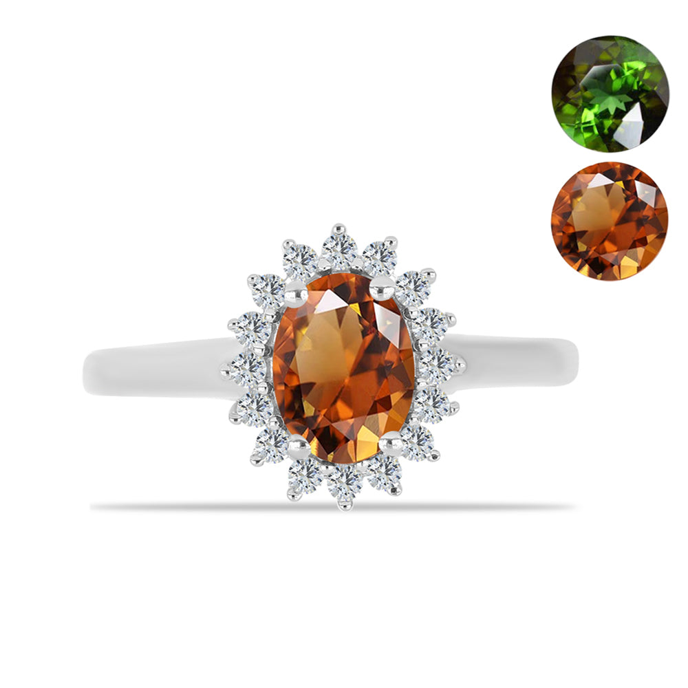 Stříbro 925/1000 Prsten s Certifikovaný Anatolským zultanitem pěstovaný v laboratoři a Bílým Topazem - Karátové číslo: 1.78. přibližná hmotnost: 2.65 gramů 1 