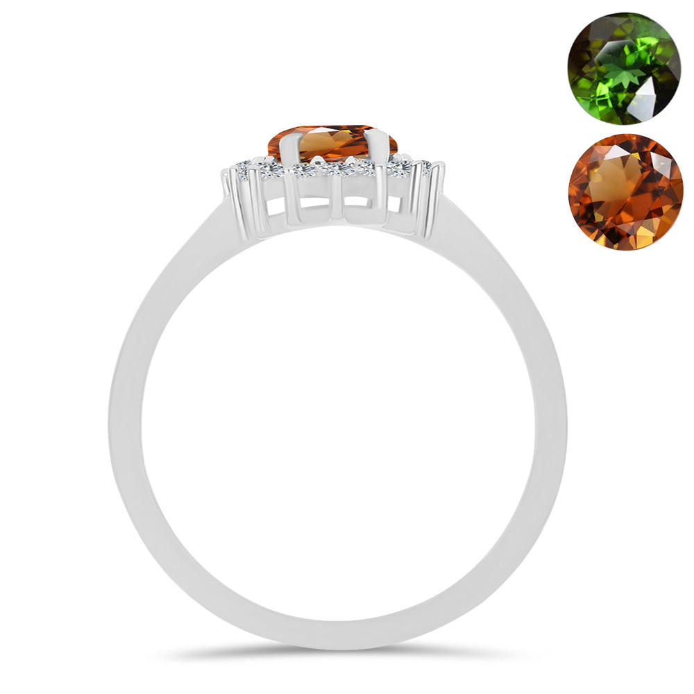 Stříbro 925/1000 Prsten s Certifikovaný Anatolským zultanitem pěstovaný v laboratoři a Bílým Topazem - Karátové číslo: 1.78. přibližná hmotnost: 2.65 gramů