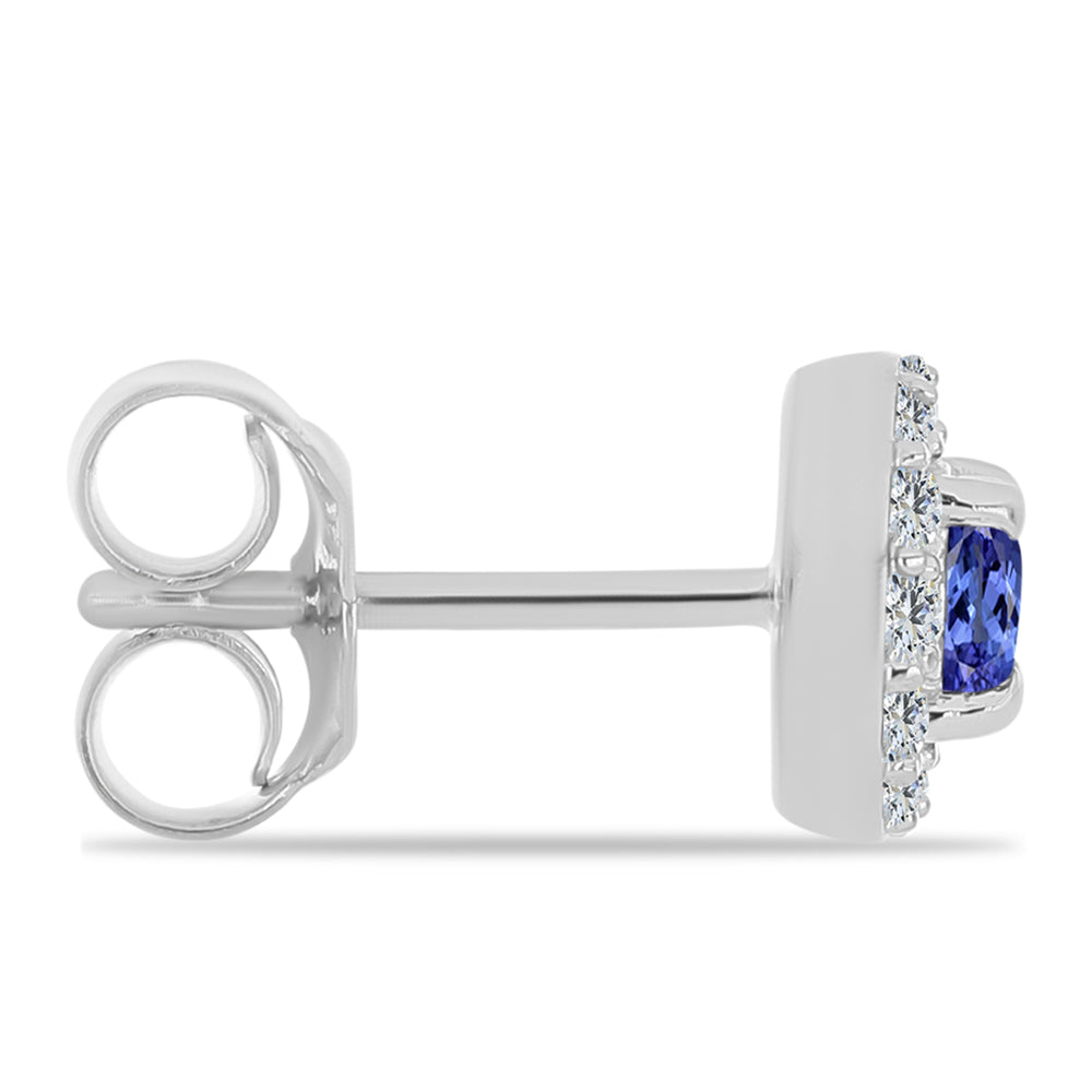 Stříbrné Náušnice s Tanzanitem a Bílým Topazem 2 