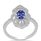 Stříbrný Prsten s Tanzanitem a Bílým Topazem