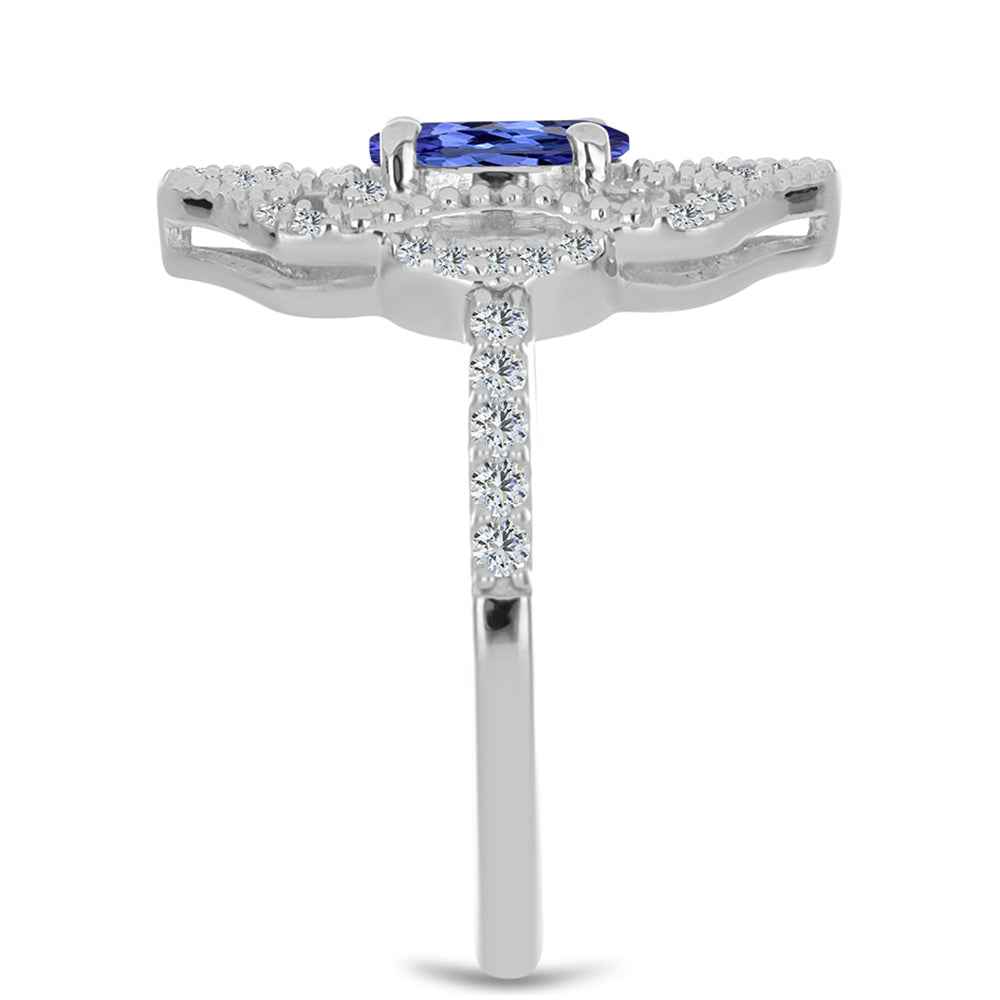 Stříbrný Prsten s Tanzanitem a Bílým Topazem 4 