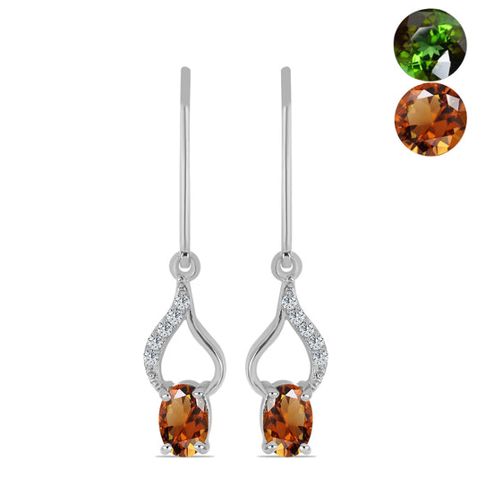 Stříbrné Náušnice s Certifikovaný Anatolským zultanitem pěstovaný v laboratoři a Bílým Topazem