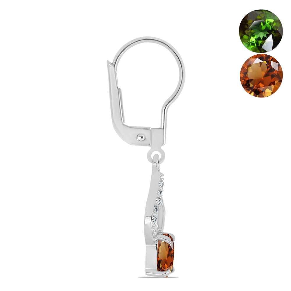 Stříbrné Náušnice s Certifikovaný Anatolským zultanitem pěstovaný v laboratoři a Bílým Topazem 2 