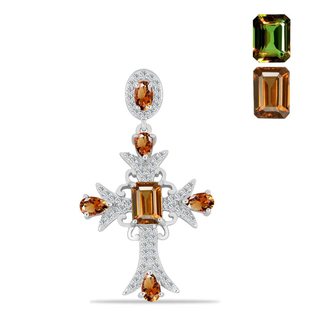 Stříbro 925/1000 - Přívěsek s Certifikovaný Anatolským zultanitem pěstovaný v laboratoři - Karátové číslo: 3.07. přibližná hmotnost: 3.78 gramů