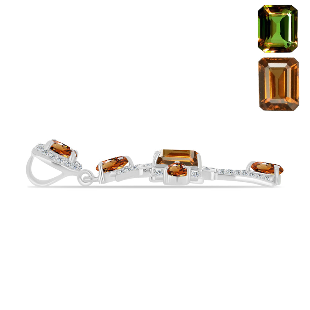 Stříbro 925/1000 - Přívěsek s Certifikovaný Anatolským zultanitem pěstovaný v laboratoři - Karátové číslo: 3.07. přibližná hmotnost: 3.78 gramů