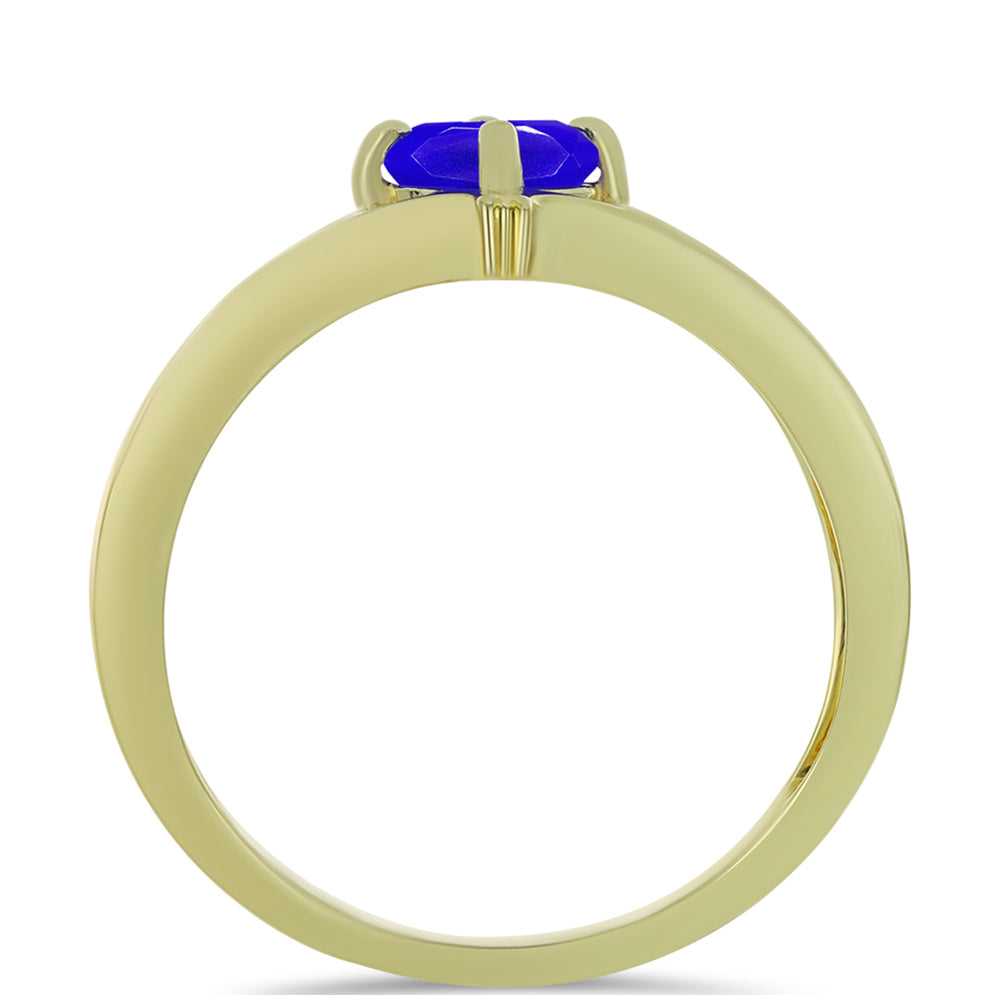 Pozlacené Stříbro 925/1000 - Prsten s Modrým Achátem - Karátové číslo: 0.81. přibližná hmotnost: 2.5 gramů