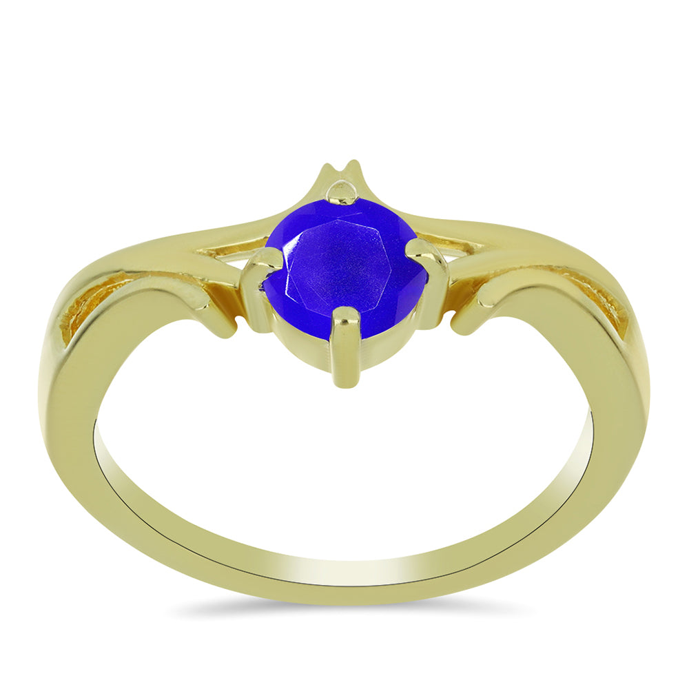Pozlacené Stříbro 925/1000 - Prsten s Modrým Achátem - Karátové číslo: 0.81. přibližná hmotnost: 2.5 gramů