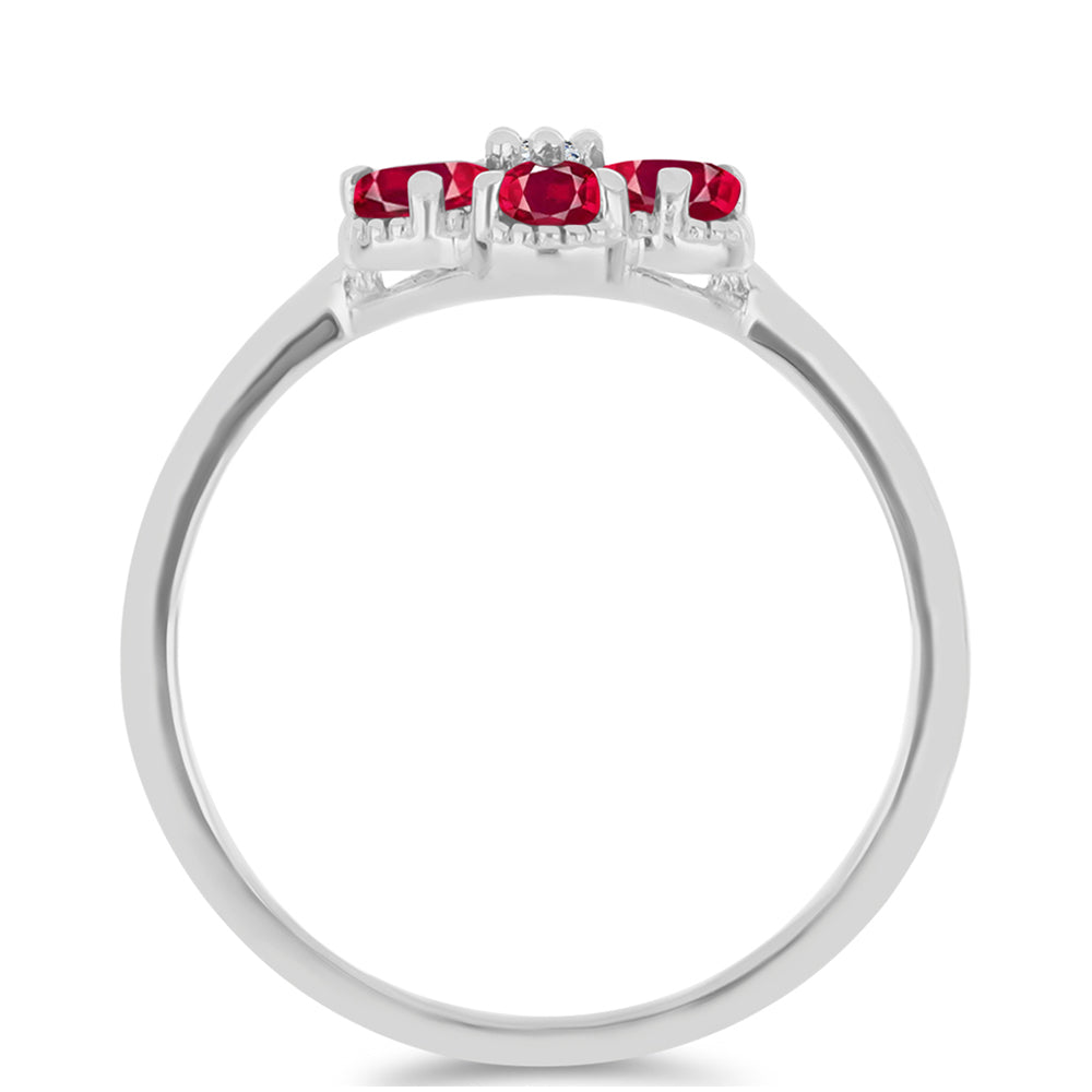 Stříbro 925/1000 - Prsten s Madagaskarským Rubínem a Bílým Topazem - Karátové číslo: 1.47. přibližná hmotnost: 2.85 gramů 2 