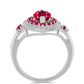 Stříbro 925/1000 - Prsten s Madagaskarským Rubínem a Bílým Topazem - Karátové číslo: 3.54. přibližná hmotnost: 5.13 gramů