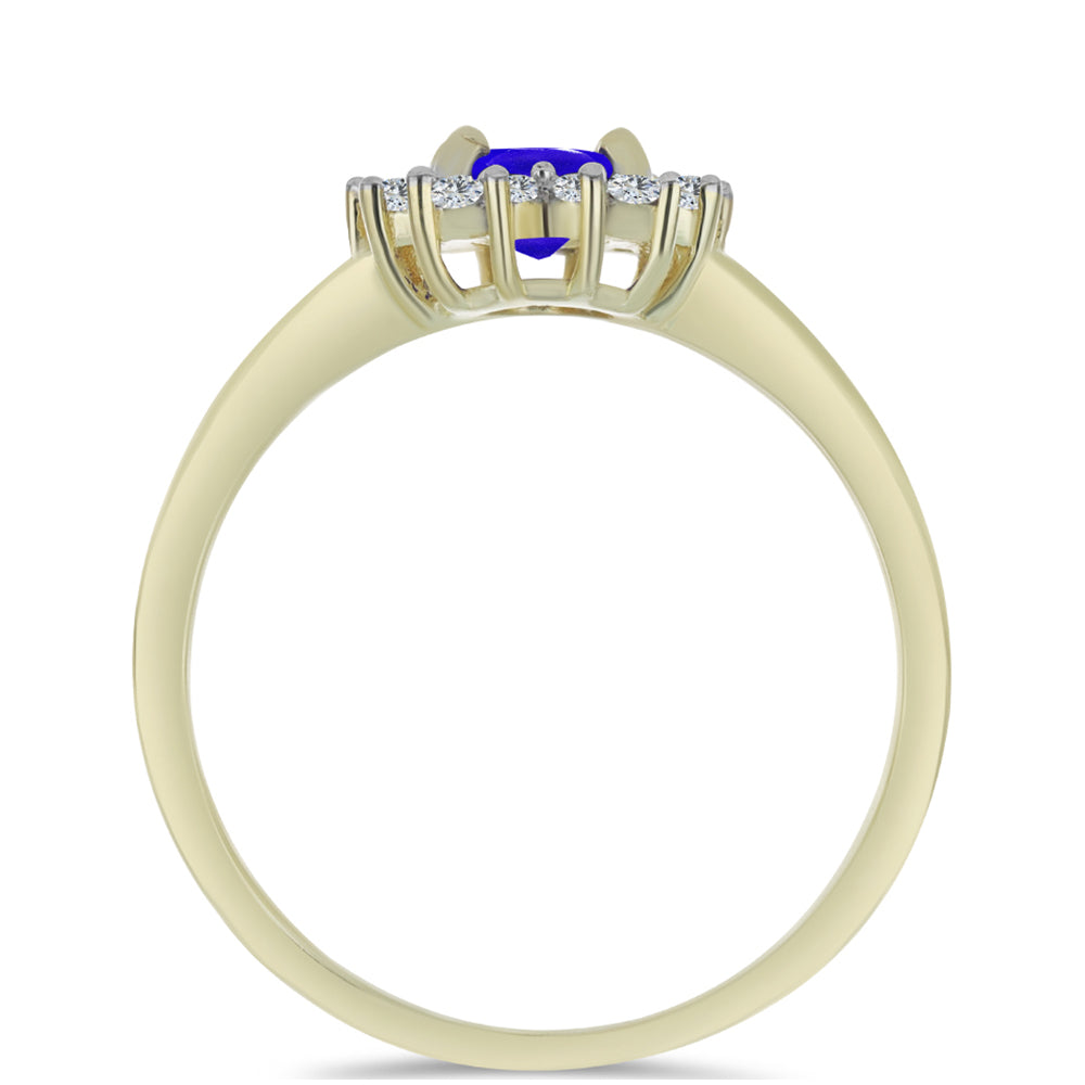 Pozlacené stříbro 925/1000 Prsten s Modrým Achátem a Bílým Topazem - Karátové číslo: 0.84. přibližná hmotnost: 2.37 gramů 2 