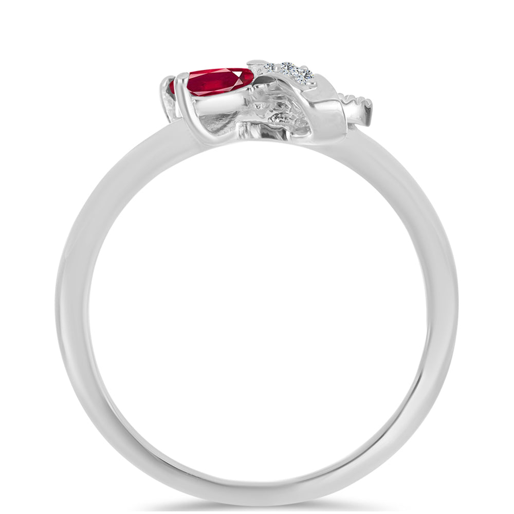 Stříbro 925/1000 - Prsten s Madagaskarským Rubínem a Bílým Topazem - Karátové číslo: 0.62. přibližná hmotnost: 2.46 gramů 2 