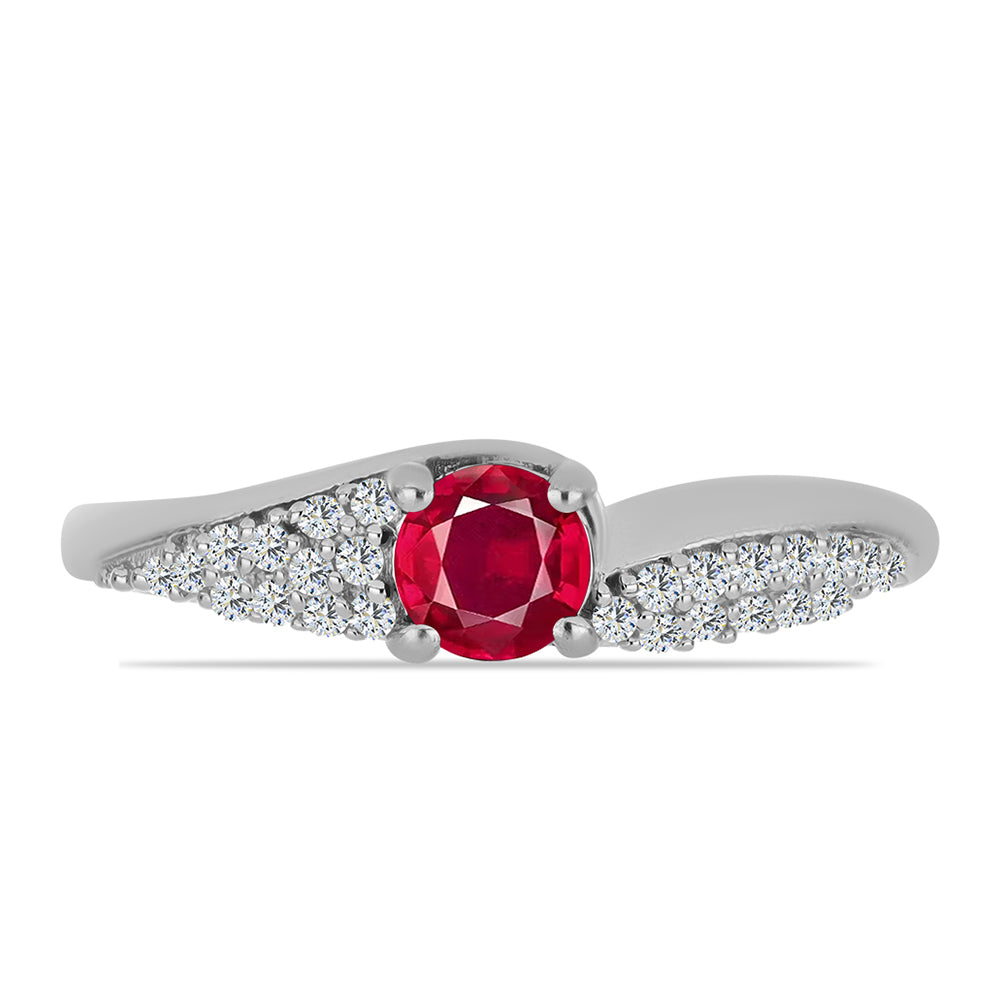 Stříbro 925/1000 - Prsten s Madagaskarským Rubínem a Bílým Topazem - Karátové číslo: 0.94. přibližná hmotnost: 3.01 gramů 1 