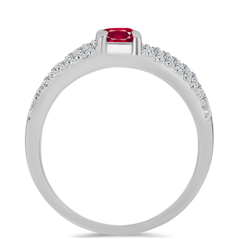 Stříbro 925/1000 - Prsten s Madagaskarským Rubínem a Bílým Topazem - Karátové číslo: 0.94. přibližná hmotnost: 3.01 gramů 2 