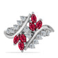Stříbro 925/1000 - Prsten s Madagaskarským Rubínem a Bílým Topazem - Karátové číslo: 1.19. přibližná hmotnost: 3.66 gramů