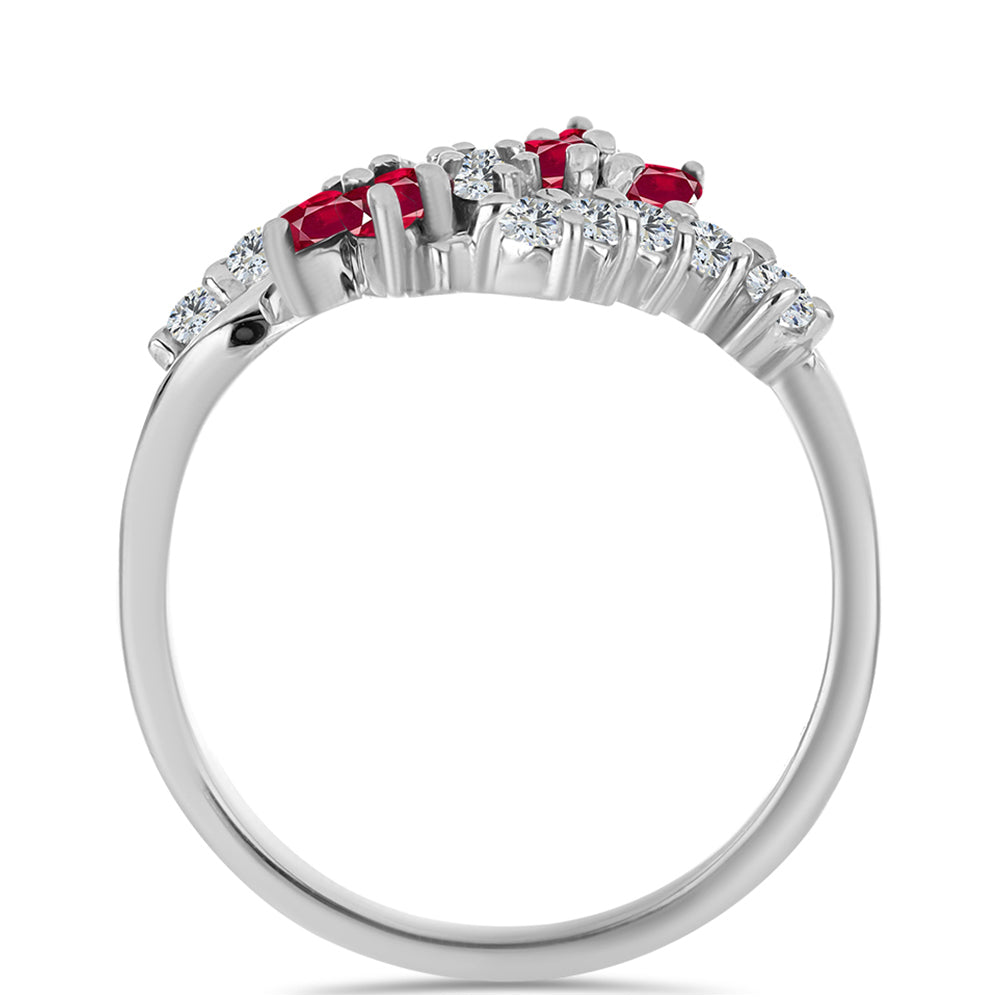 Stříbro 925/1000 - Prsten s Madagaskarským Rubínem a Bílým Topazem - Karátové číslo: 1.19. přibližná hmotnost: 3.66 gramů 2 