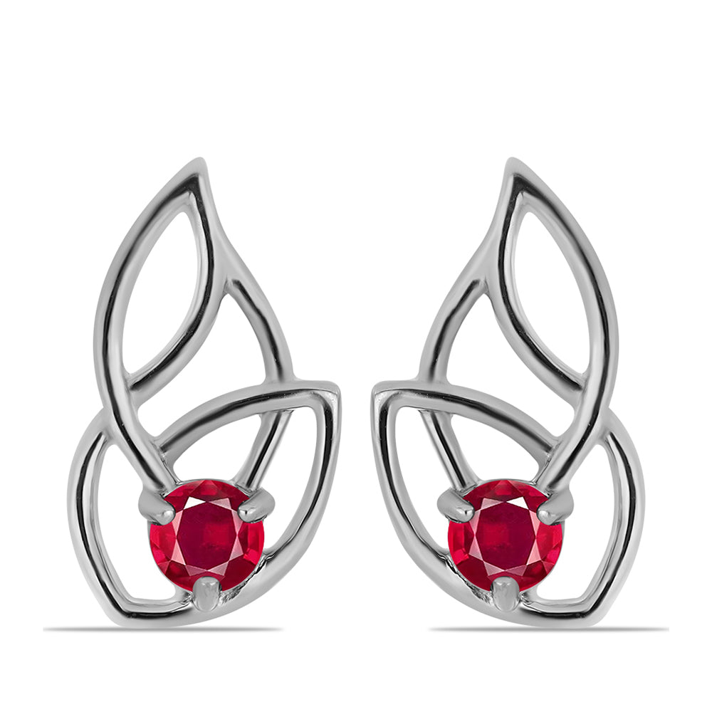 Stříbro 925/1000 - Náušnice s Madagaskarským Rubínem - Karátové číslo: 0.9. přibližná hmotnost: 3.24 gramů 1 
