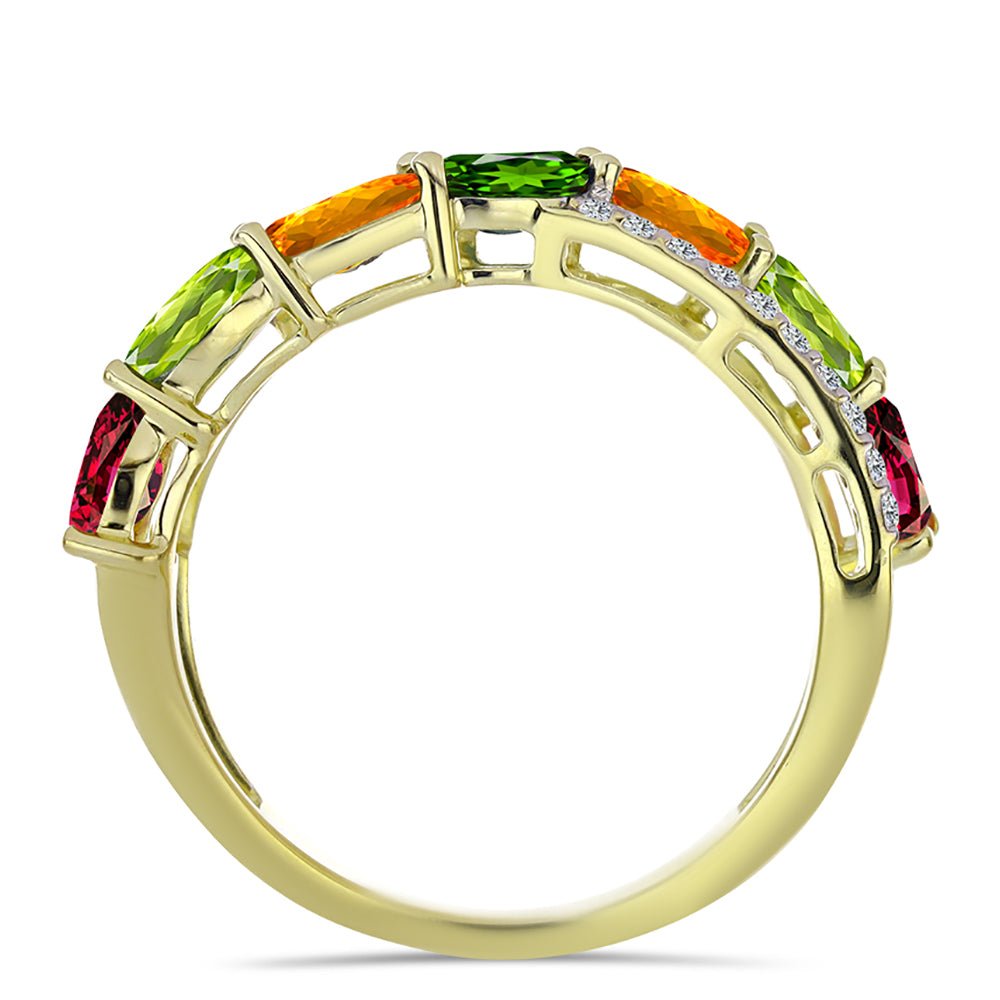 Pozlacené stříbro 925/1000 Prsten s Chakra Turmalínem a Bílým Topazem - Karátové číslo: 1.94. přibližná hmotnost: 3.36 gramů 2 