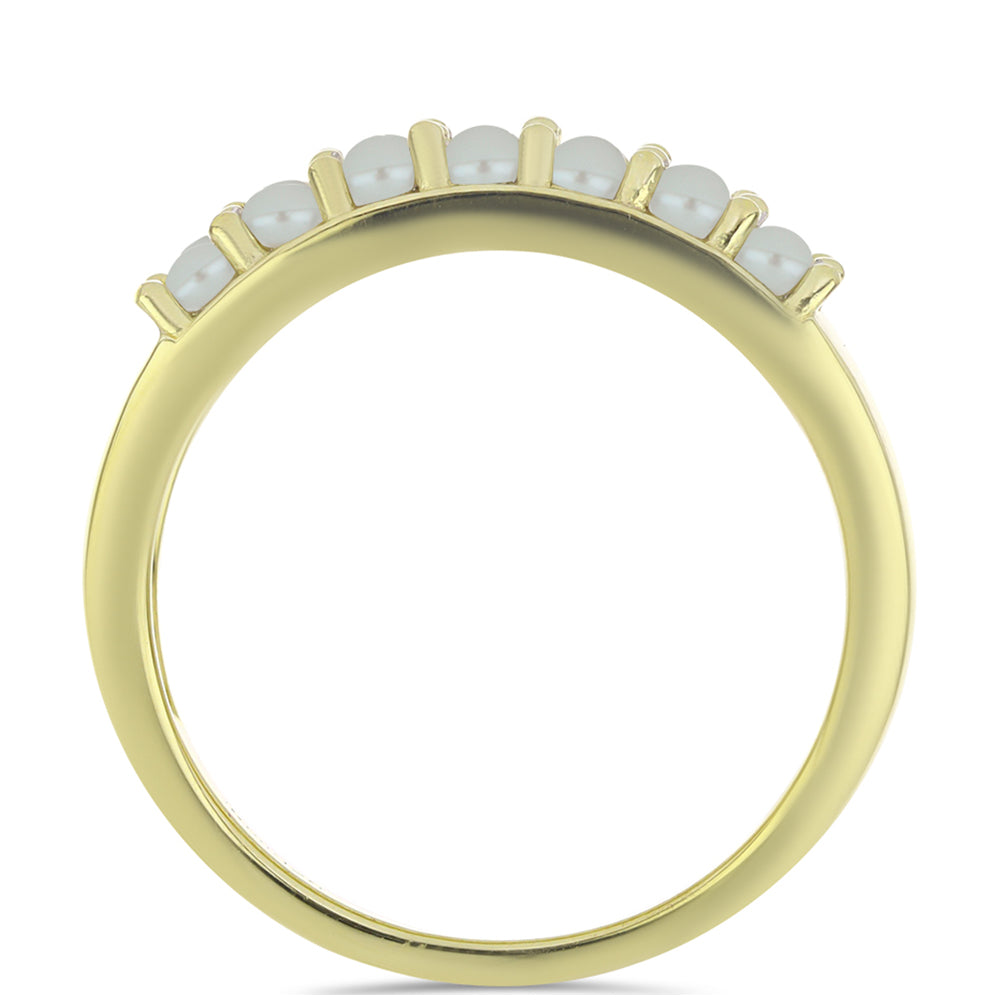 Pozlacený Stříbrný Prsten s Bílou Sladkovodní Perlou a Madagaskarským Rubínem 3 