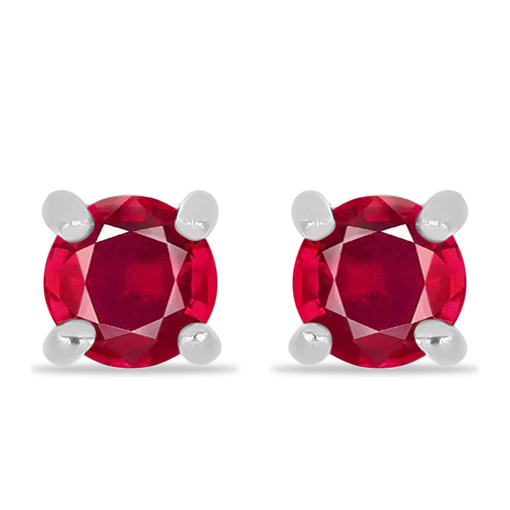 Stříbro 925/1000 - Náušnice s Madagaskarským Rubínem - Karátové číslo: 0.82. přibližná hmotnost: 1 gramů