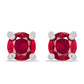 Stříbro 925/1000 - Náušnice s Madagaskarským Rubínem - Karátové číslo: 0.82. přibližná hmotnost: 1 gramů