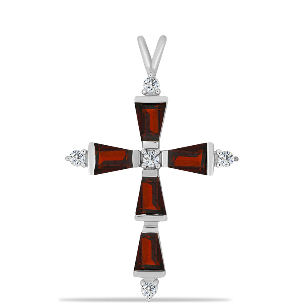 Stříbro 925/1000 - Přívěsek s Bartonským Granátem a Bílým Topazem - Karátové číslo: 2.45. přibližná hmotnost: 2.23 gramů