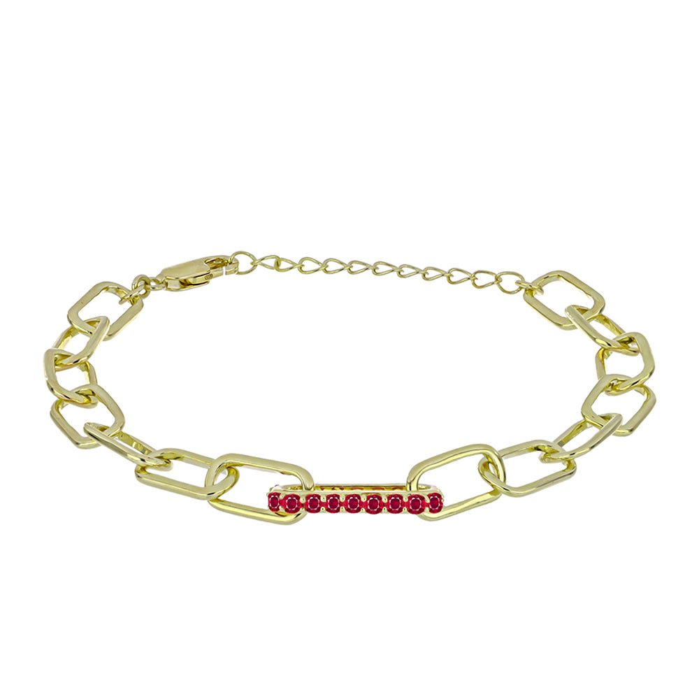 Pozlacené Stříbro 925/1000 - Náramek s Madagaskarským Rubínem - Karátové číslo: 1.07. přibližná hmotnost: 8.38 gramů