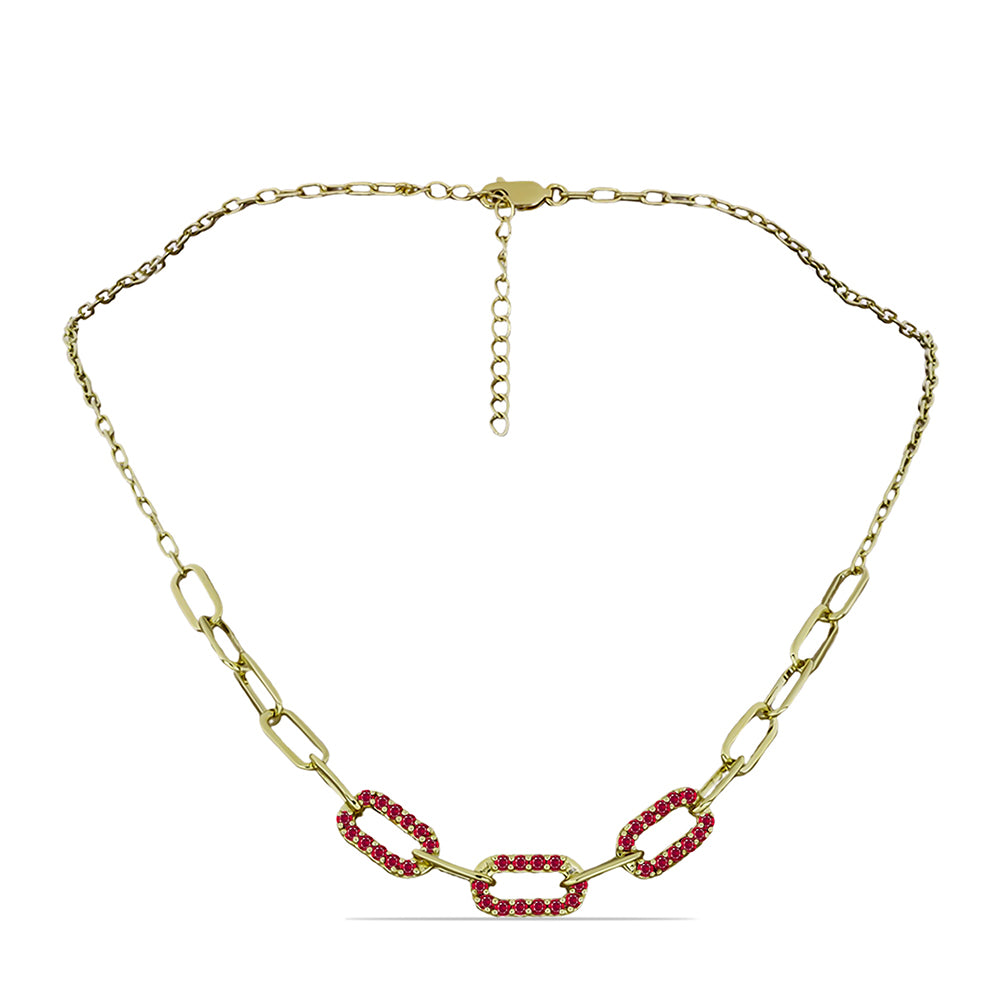 Pozlacené Stříbro 925/1000 - Náhrdelník s Madagaskarským Rubínem - Karátové číslo: 2.16. přibližná hmotnost: 9.66 gramů