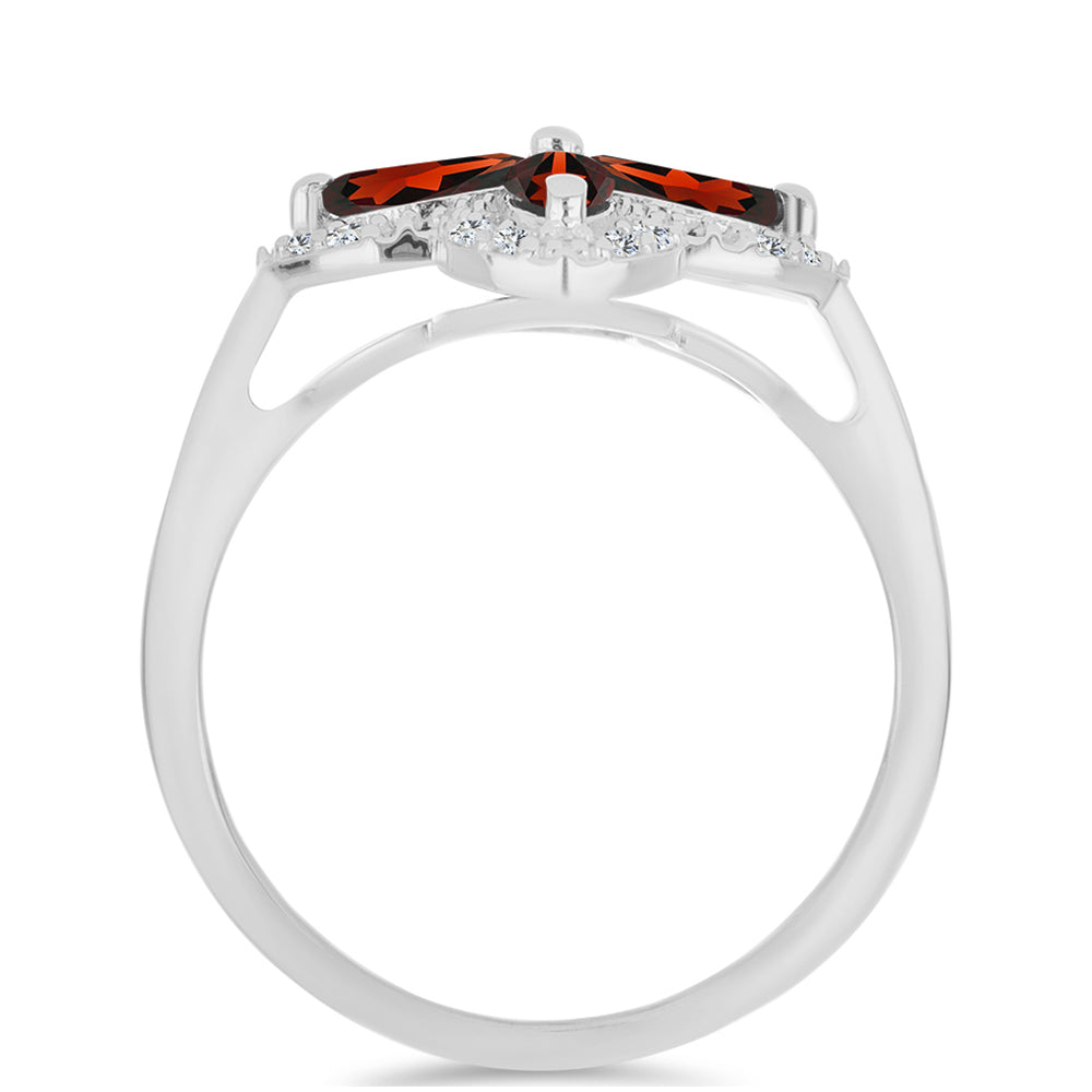 Stříbro 925/1000 - Prsten s Bartonským Granátem a Bílým Topazem - Karátové číslo: 1.43. přibližná hmotnost: 3.5 gramů 2 