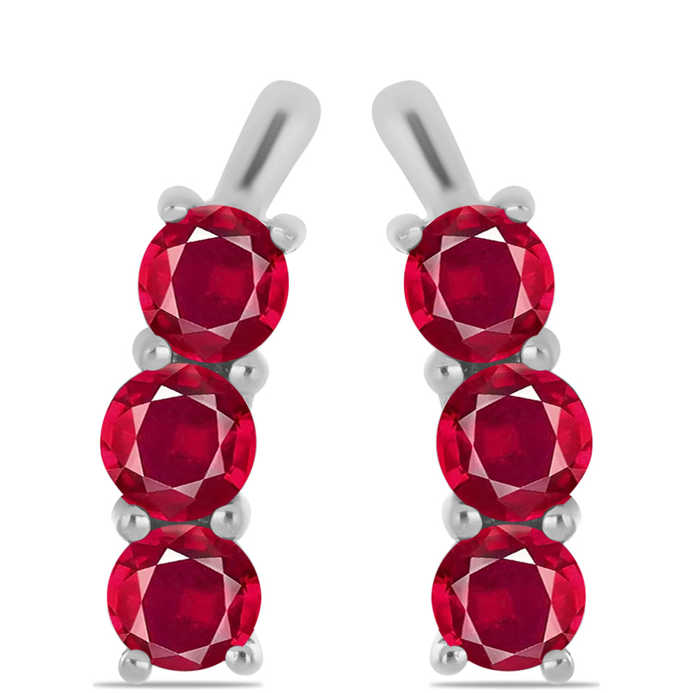 Stříbro 925/1000 - Náušnice s Madagaskarským Rubínem - Karátové číslo: 2.51. přibližná hmotnost: 2.9 gramů 1 