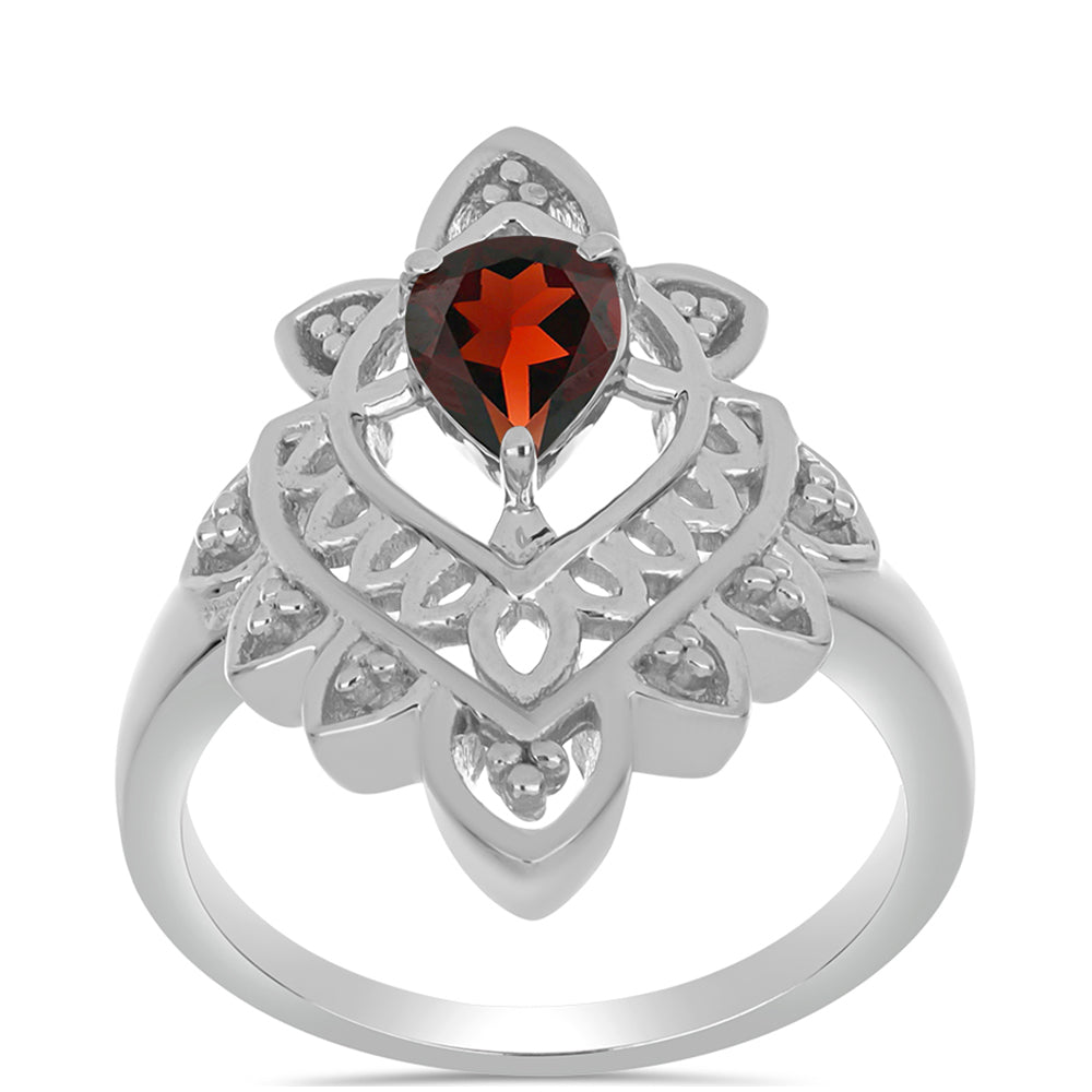 Stříbro 925/1000 Prsten s Bartonským Granátem - Karátové číslo: 0.75. přibližná hmotnost: 3.58 gramů 3 