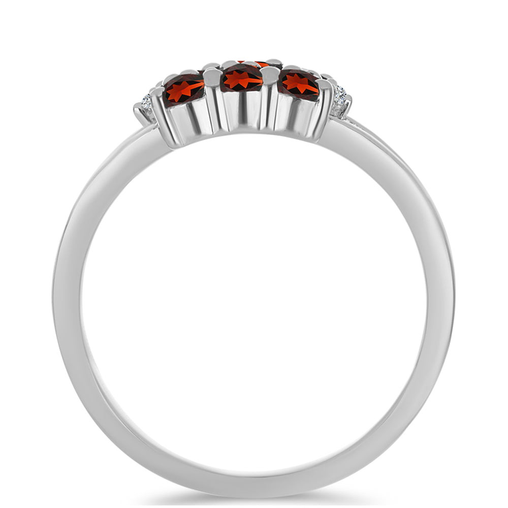 Stříbro 925/1000 - Prsten s Bartonským Granátem a Bílým Topazem - Karátové číslo: 1.29. přibližná hmotnost: 2.98 gramů 2 