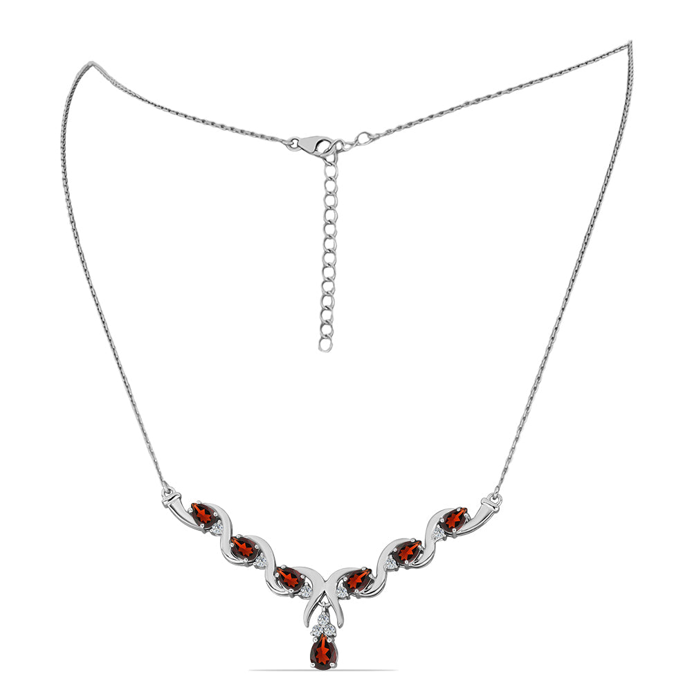 Stříbrný Náhrdelník s Bartonským Granátem a Bílým Topazem 1 