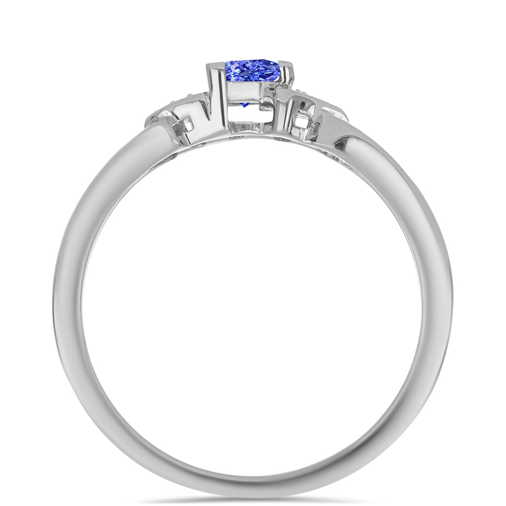 Stříbro 925/1000 - Prsten s Tanzanitem a Bílým Topazem - Karátové číslo: 0.26. přibližná hmotnost: 2.34 gramů