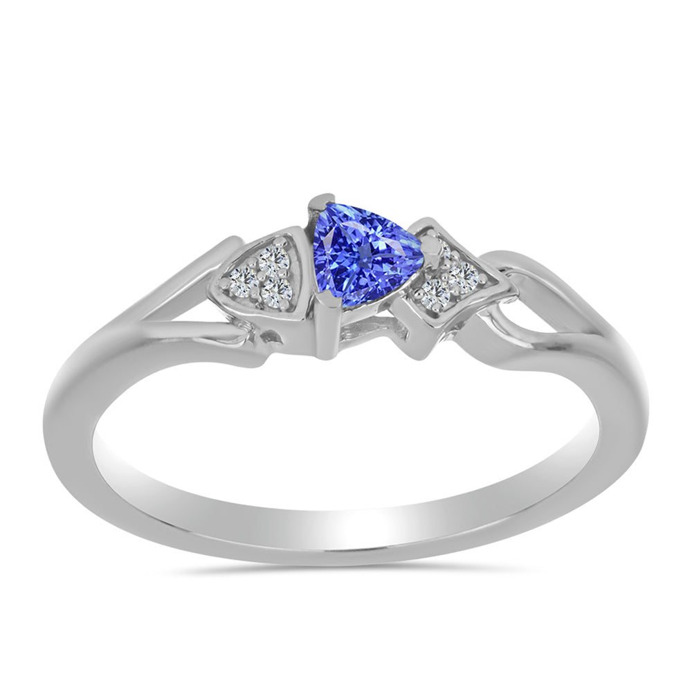 Stříbro 925/1000 - Prsten s Tanzanitem a Bílým Topazem - Karátové číslo: 0.26. přibližná hmotnost: 2.34 gramů 3 