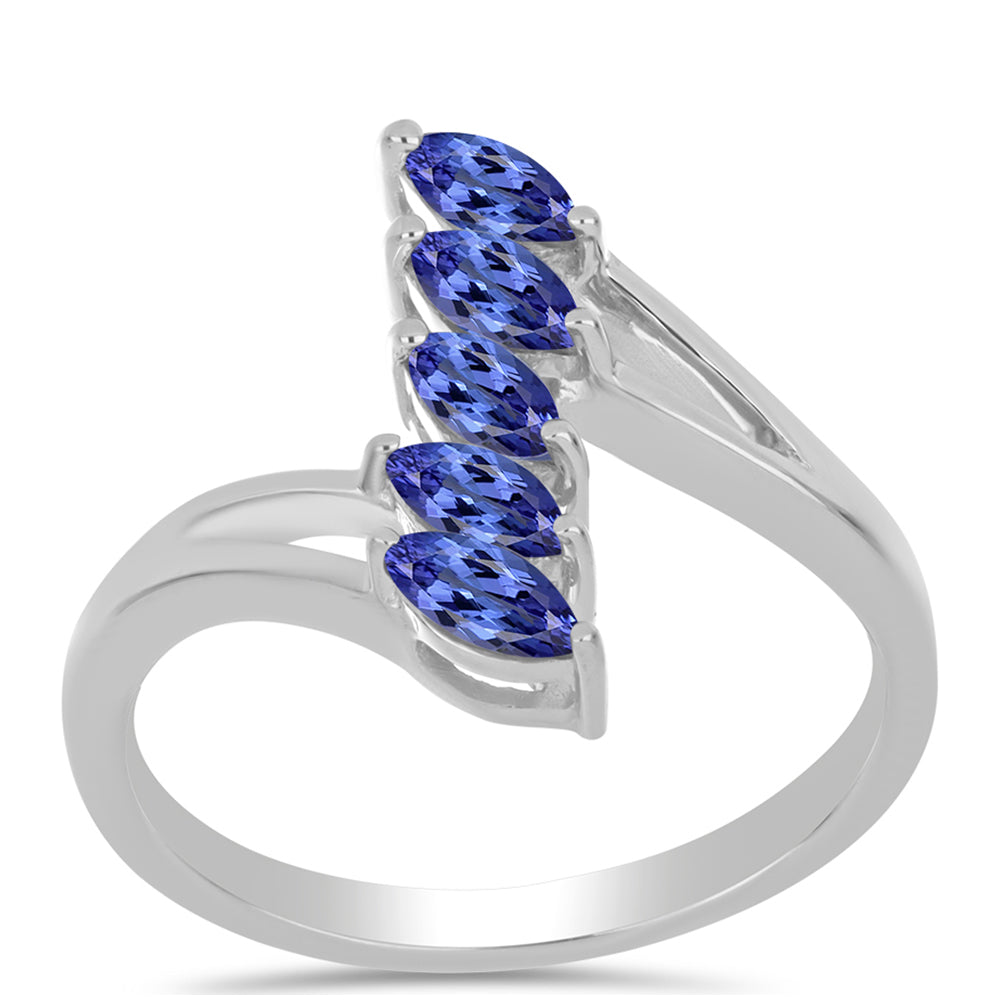 Stříbro 925/1000 Prsten s Tanzanitem - Karátové číslo: 0.73. přibližná hmotnost: 2.82 gramů