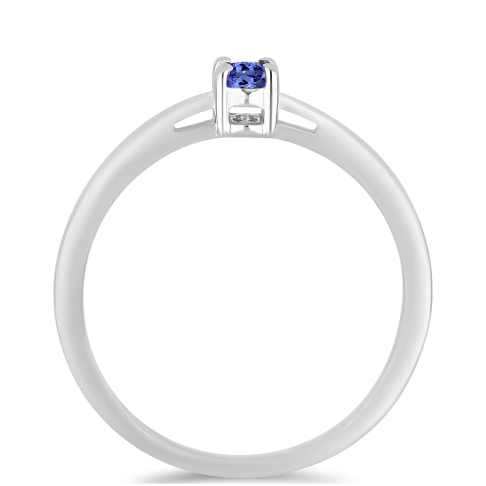 Stříbro 925/1000 - Prsten s Tanzanitem - Karátové číslo: 0.16. přibližná hmotnost: 1.64 gramů