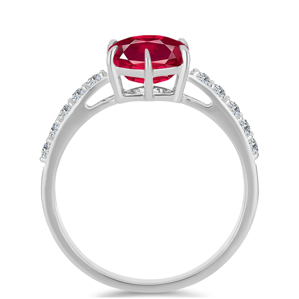 Stříbro 925/1000 - Prsten s Madagaskarským Rubínem a Bílým Topazem - Karátové číslo: 3.41. přibližná hmotnost: 2.38 gramů 3 