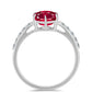 Stříbro 925/1000 - Prsten s Madagaskarským Rubínem a Bílým Topazem - Karátové číslo: 3.41. přibližná hmotnost: 2.38 gramů