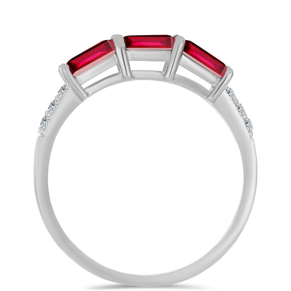 Stříbro 925/1000 - Prsten s Madagaskarským Rubínem a Bílým Topazem - Karátové číslo: 1.34. přibližná hmotnost: 2.03 gramů 2 