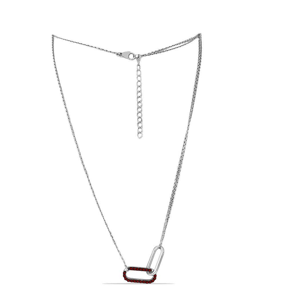 Stříbro 925/1000 - Náhrdelník s Bartonským Granátem - Karátové číslo: 0.39. přibližná hmotnost: 4.92 gramů