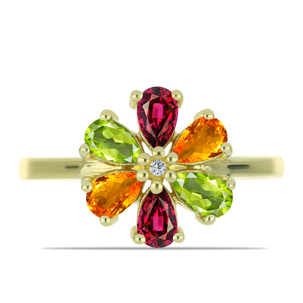 Pozlacený Stříbrný Prsten s Chakra Turmalínem a Bílým Topazem 1 