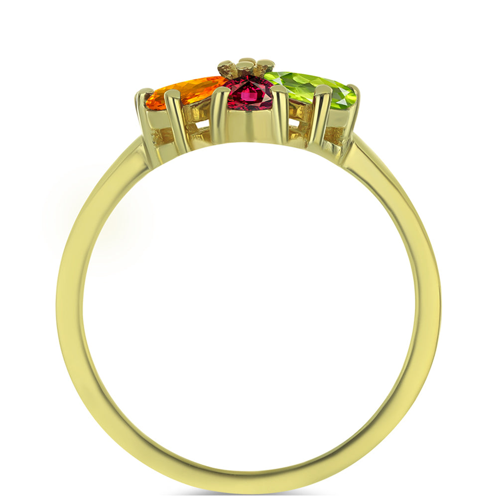 Pozlacený Stříbrný Prsten s Chakra Turmalínem a Bílým Topazem 2 