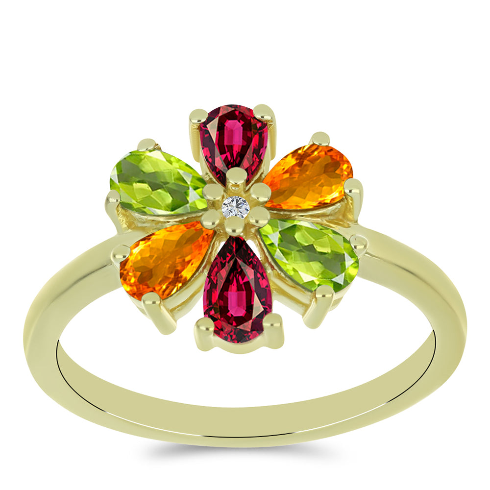 Pozlacený Stříbrný Prsten s Chakra Turmalínem a Bílým Topazem 3 