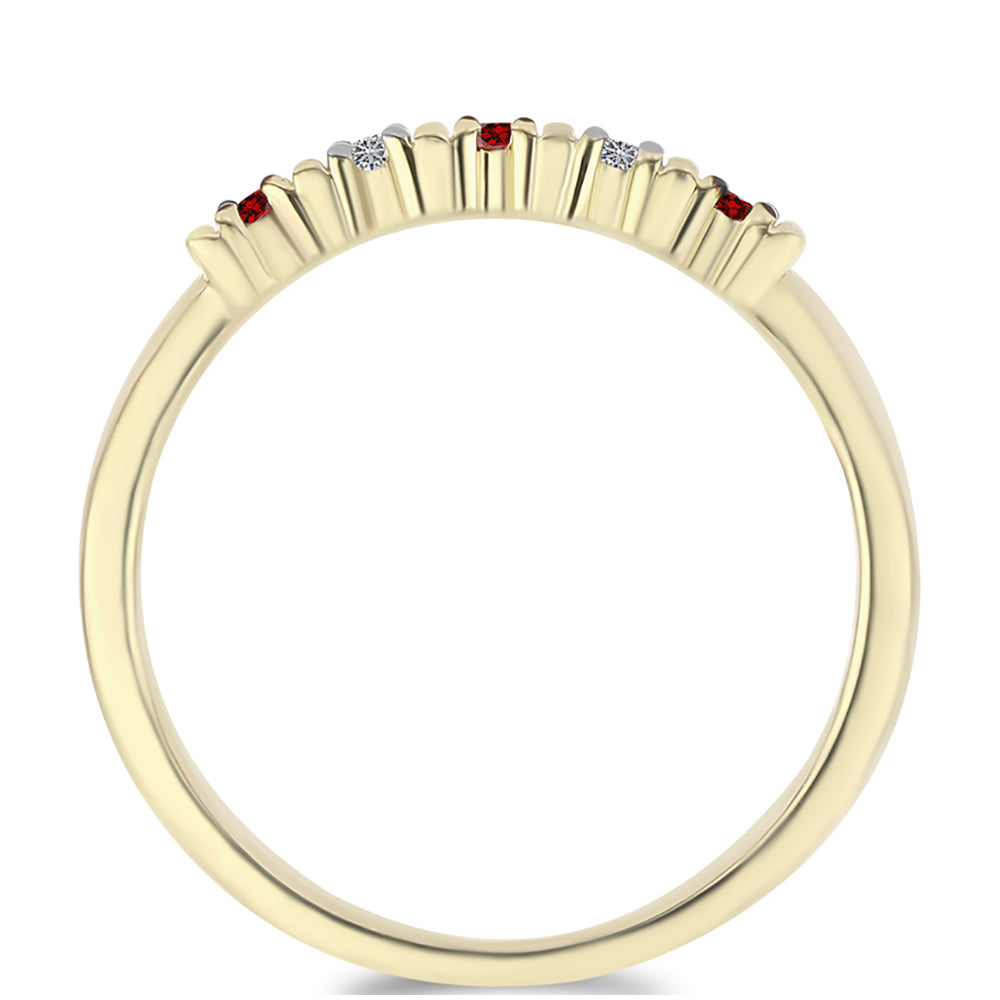 Pozlacené Stříbro 925/1000 - Prsten s Červeným Diamantem a Bílým Diamantem - Karátové číslo: 0.1. přibližná hmotnost: 1.53 gramů