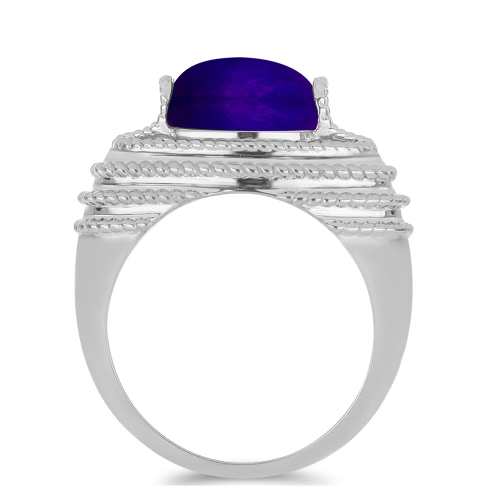 Stříbro 925/1000 - Prsten s Purpurovým Jadeitem - Karátové číslo: 2.86. přibližná hmotnost: 4.68 gramů 2 