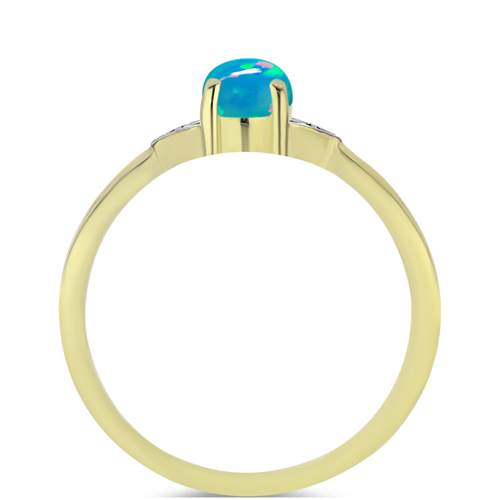Pozlacený Stříbrný Prsten s etiopským Paraiba modrým opálem a Bílým Topazem