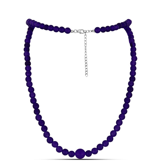 Stříbrný Náhrdelník s Purpurovým Jadeitem